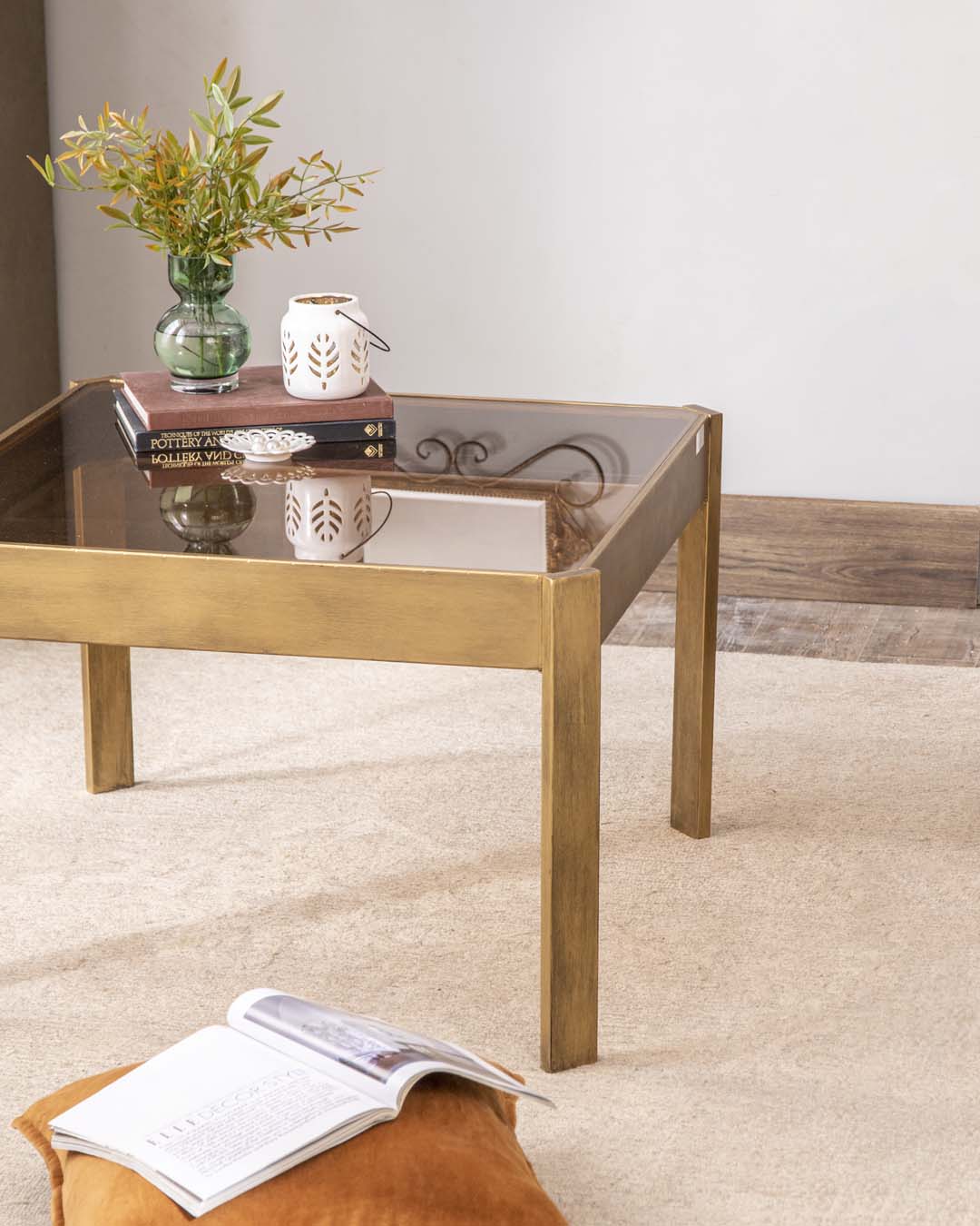 Golden Glass Top Coffee Table