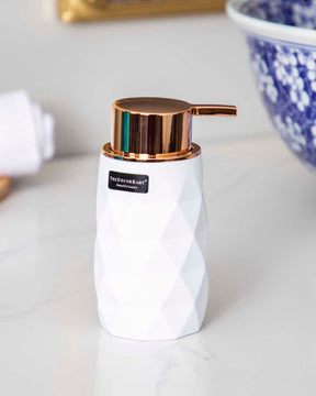 Matte Liquid Dispenser with Diamond Cut Design - White