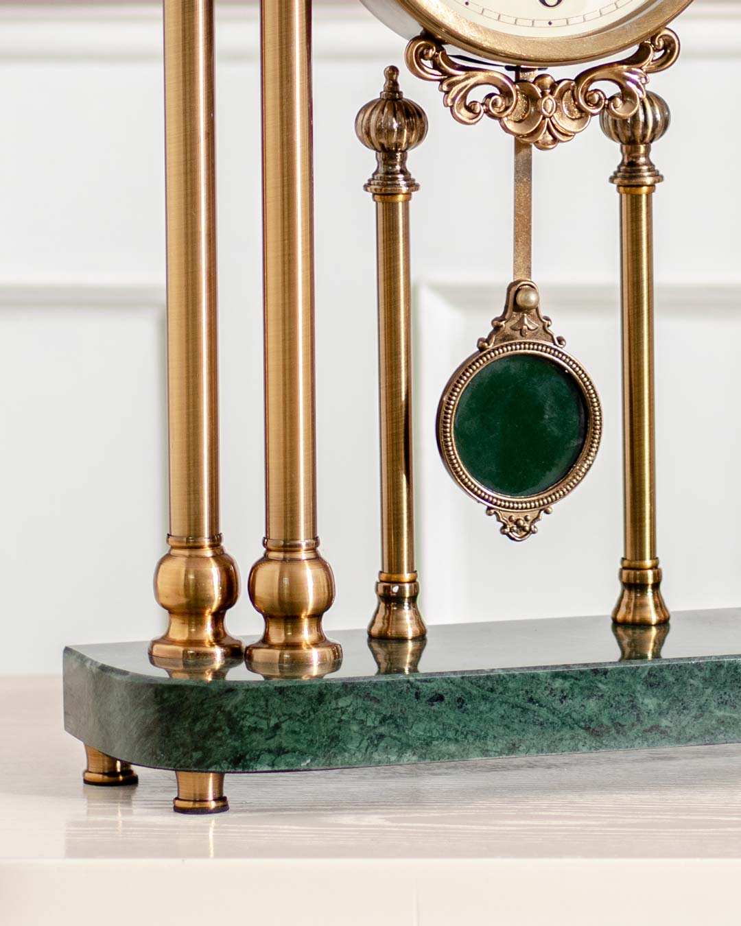 Detailed craftsmanship on Villa Vista vintage clock 