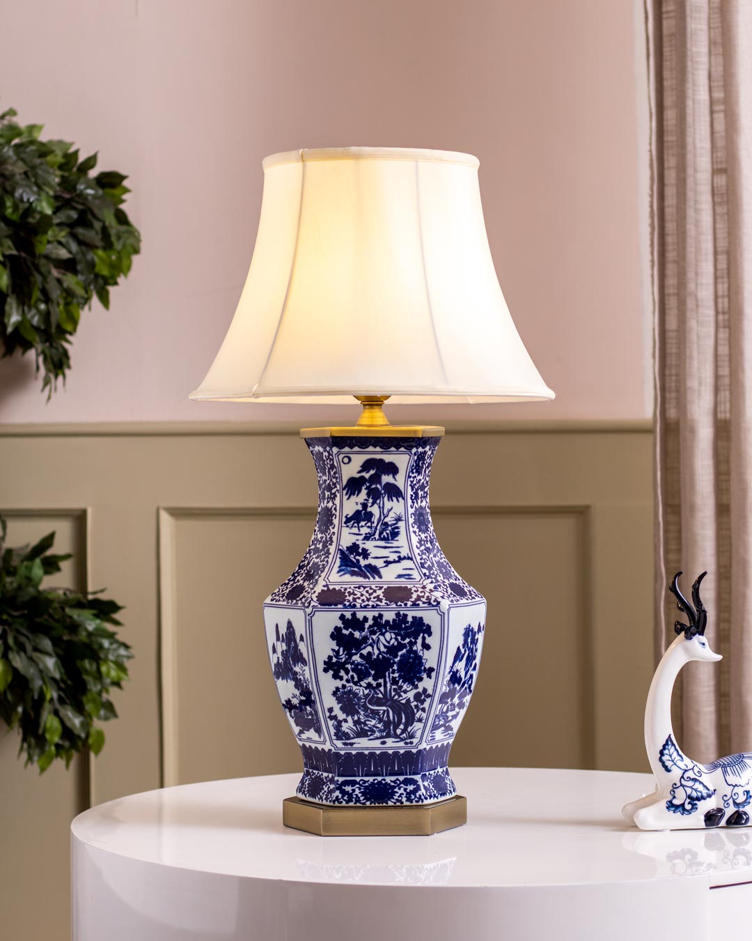 'Enlightened Shepherds' Porcelain Vase Table Lamp - The Decor Kart