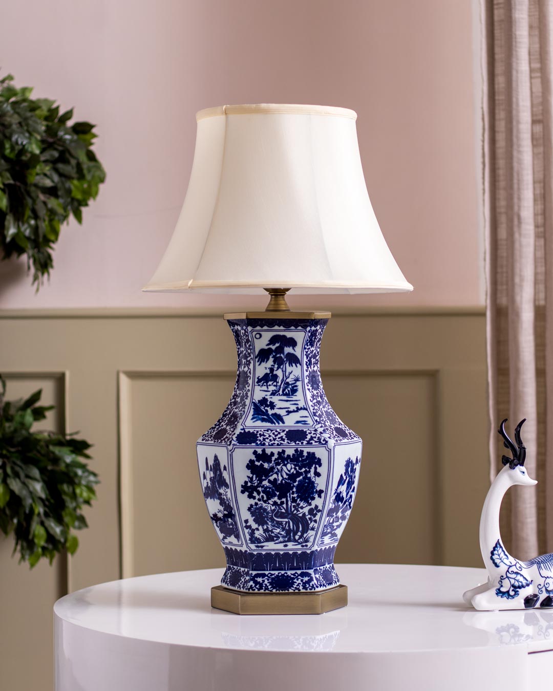 'Enlightened Shepherds' Porcelain Vase Table Lamp - The Decor Kart