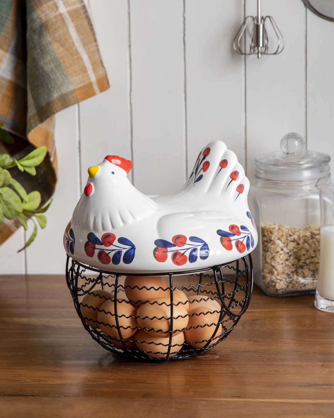 Rooster Egg Basket - Cherry Flower