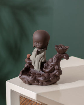 Serene Monk Waterfall Backflow Incense Burner - The Decor Kart 