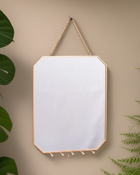 Golden Hanging Hexagonal Mirror - Small - The Decor Kart 