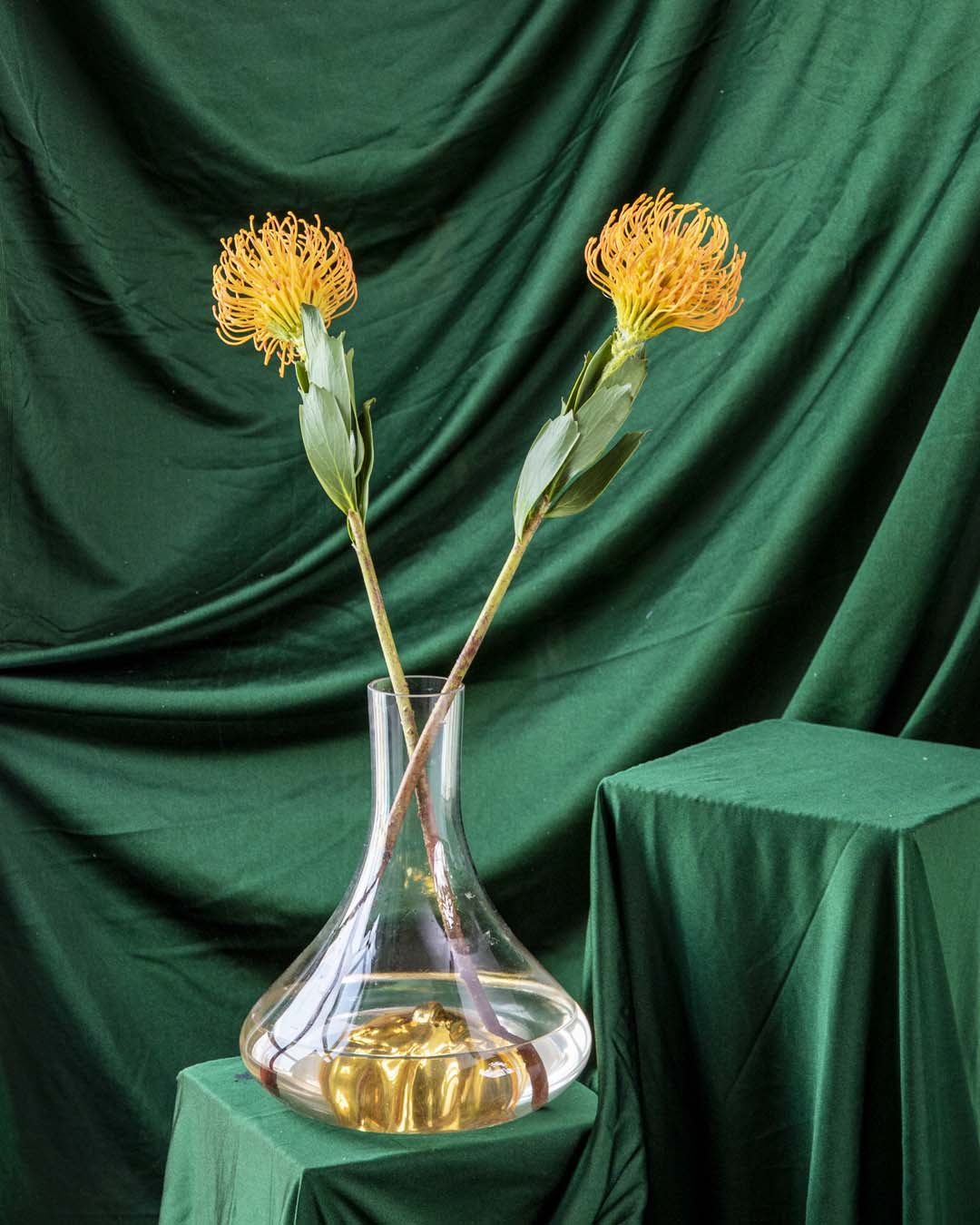 'Flame Flower' Decorative Faux Flower Stick - Yellow 