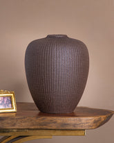 Cocoa Gridform Ceramic Vase 