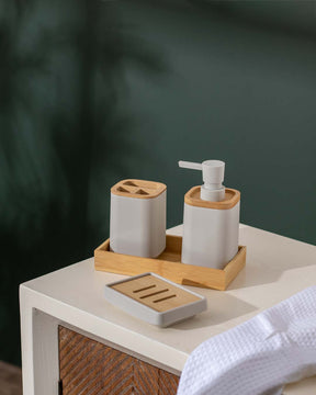 Modern minimal white 4 piece bathroom set 