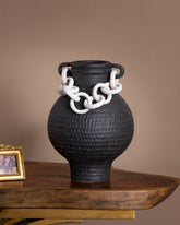 Chained Grace Ceramic Vase - Black 