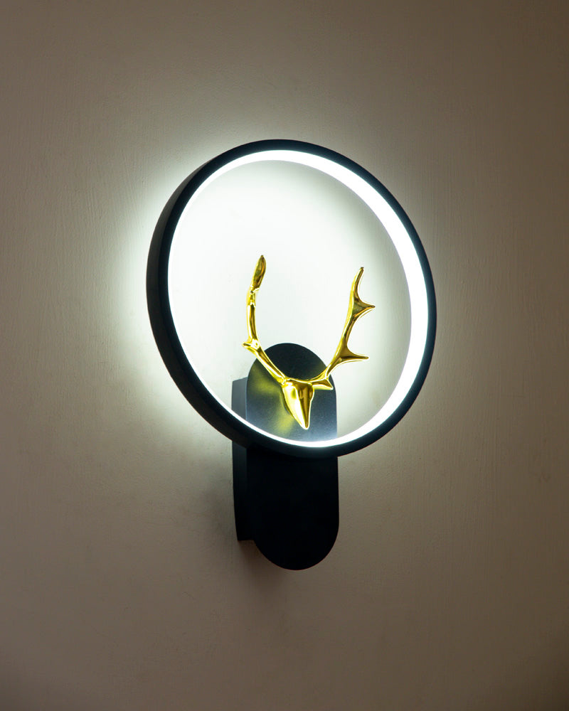 Golden Antler Deer Head Wall Light 