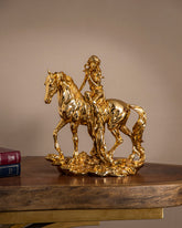 Decorative Golden Lady On Horse Figurine 