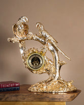 Golden Parrot Branch Table Clock 