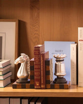 Chess Bookend Set - Silver 