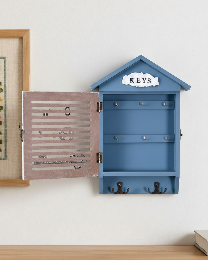 Blue Cottage Wall Key Box 