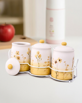 Botanical Harmony Ceramic Storage Jar Set - Yellow 