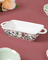 Floral Motif Rectangular Serving Dish 