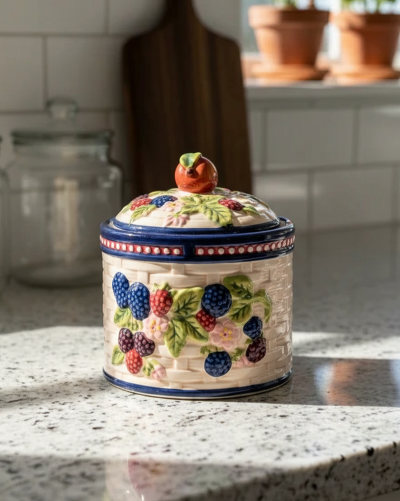 Berry Harvest Ceramic Storage Jar 