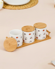 Floral Charm Ceramic Storage Jar - Set Of 3