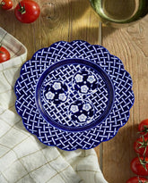 Blue Lattice Scalloped Edge Platter 