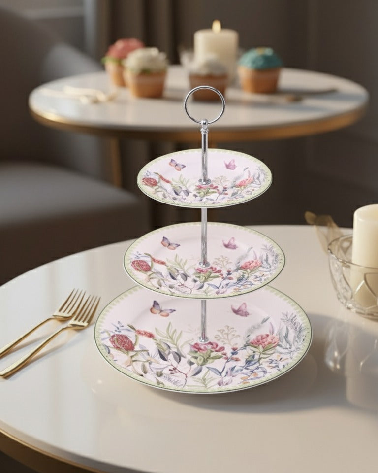 Botanical Butterfly Bliss 3-Tier Cake Stand 