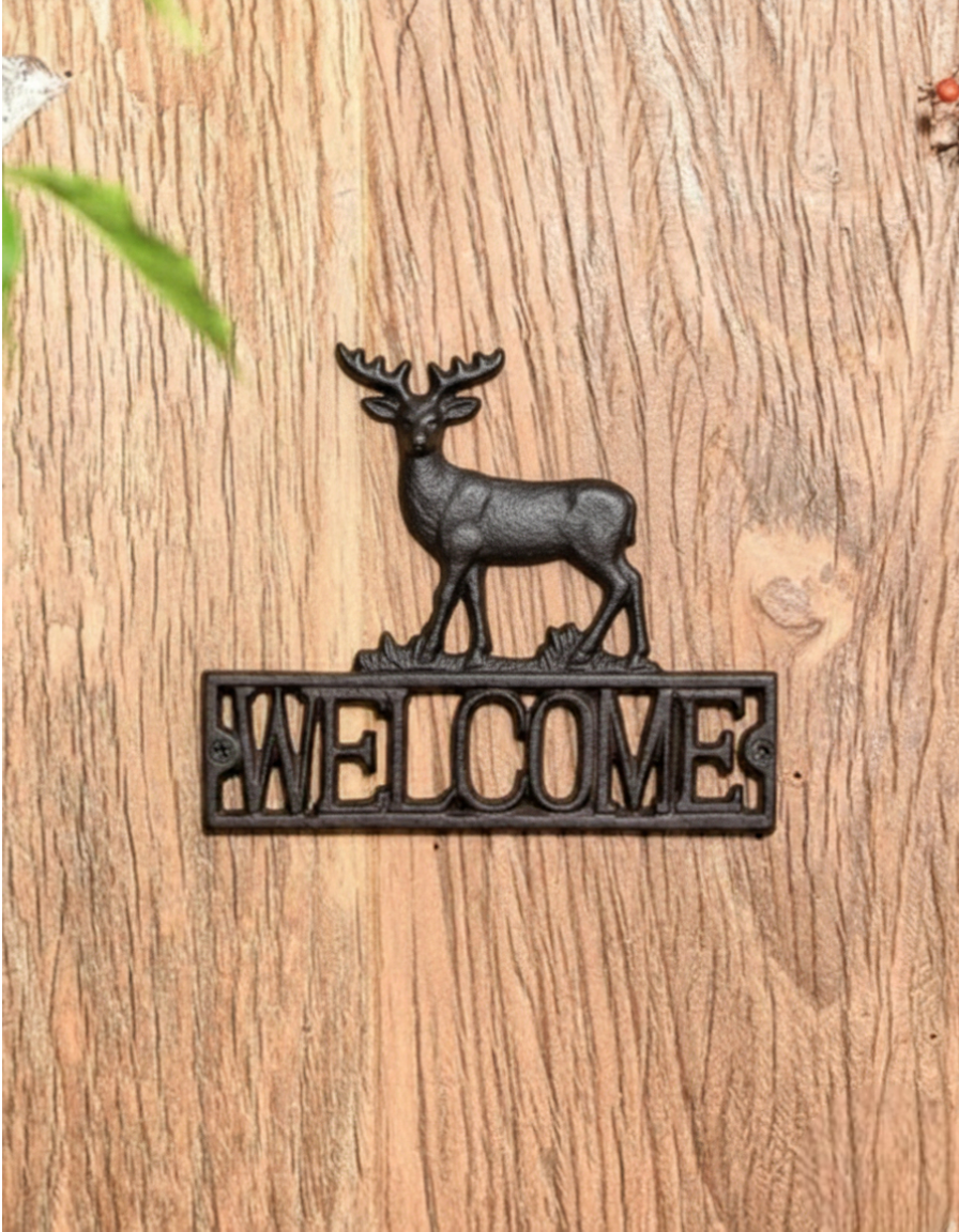 Deer Welcome Cast Iron Wall Mount 