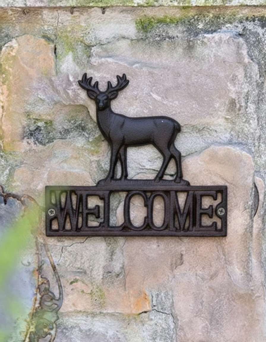 Deer Welcome Cast Iron Wall Mount 