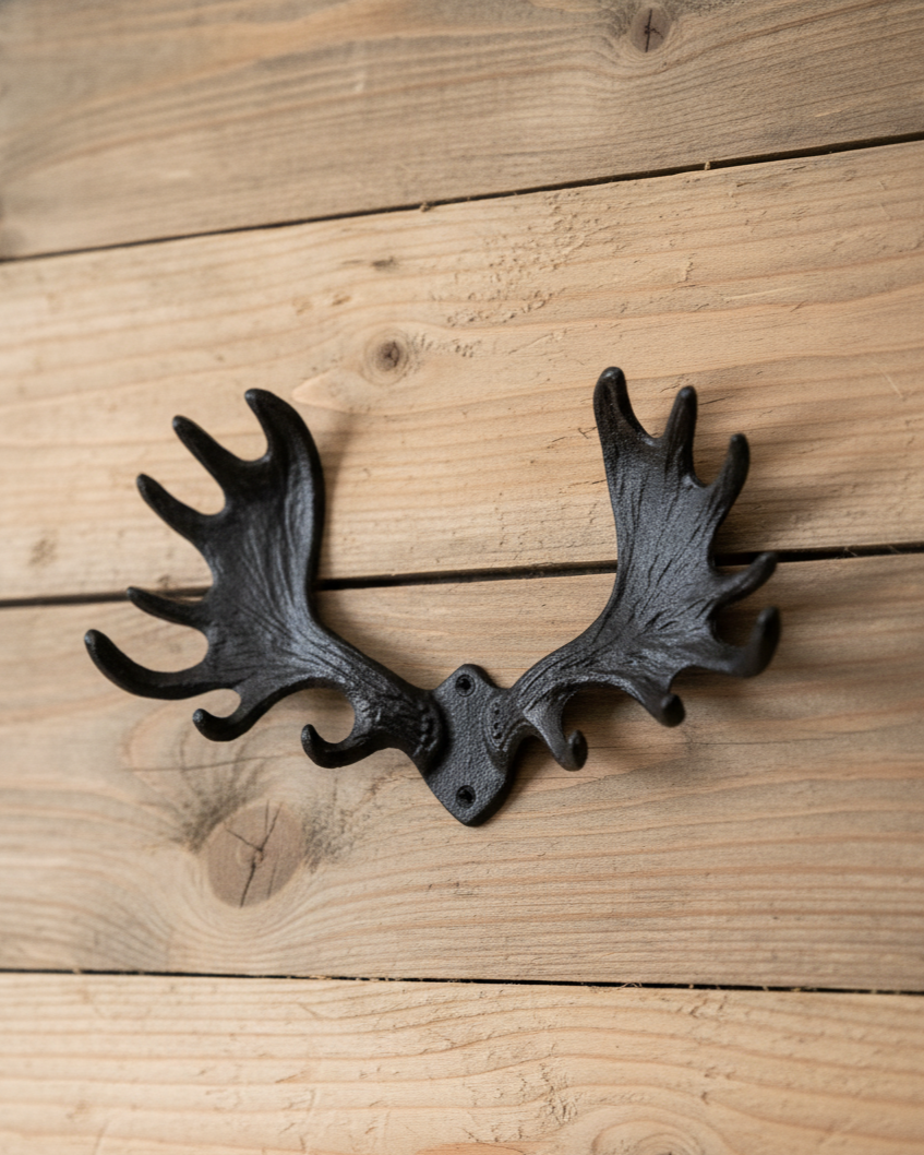 Moose Antler Cast Iron Wall Hook 
