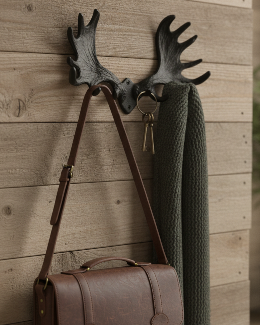 Moose Antler Cast Iron Wall Hook 