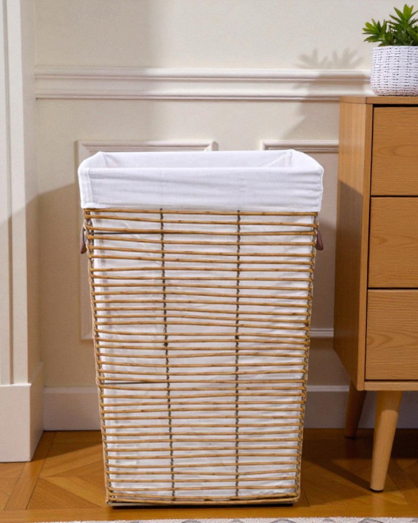 Natural Weave Rectangular Laundry Basket 