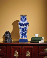 Phoenix Tale Golden Trim Porcelain Vase 