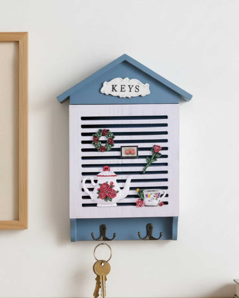 Blue Cottage Wall Key Box 