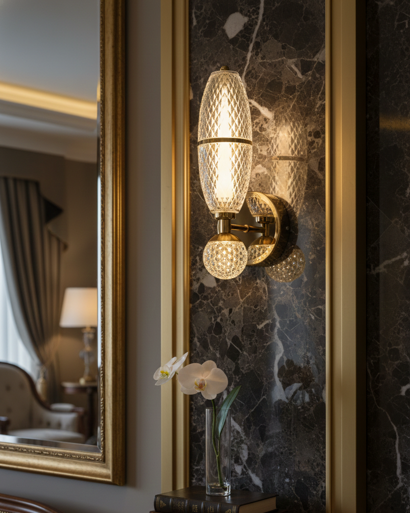 Luxury Crystal Cut Wall Light 