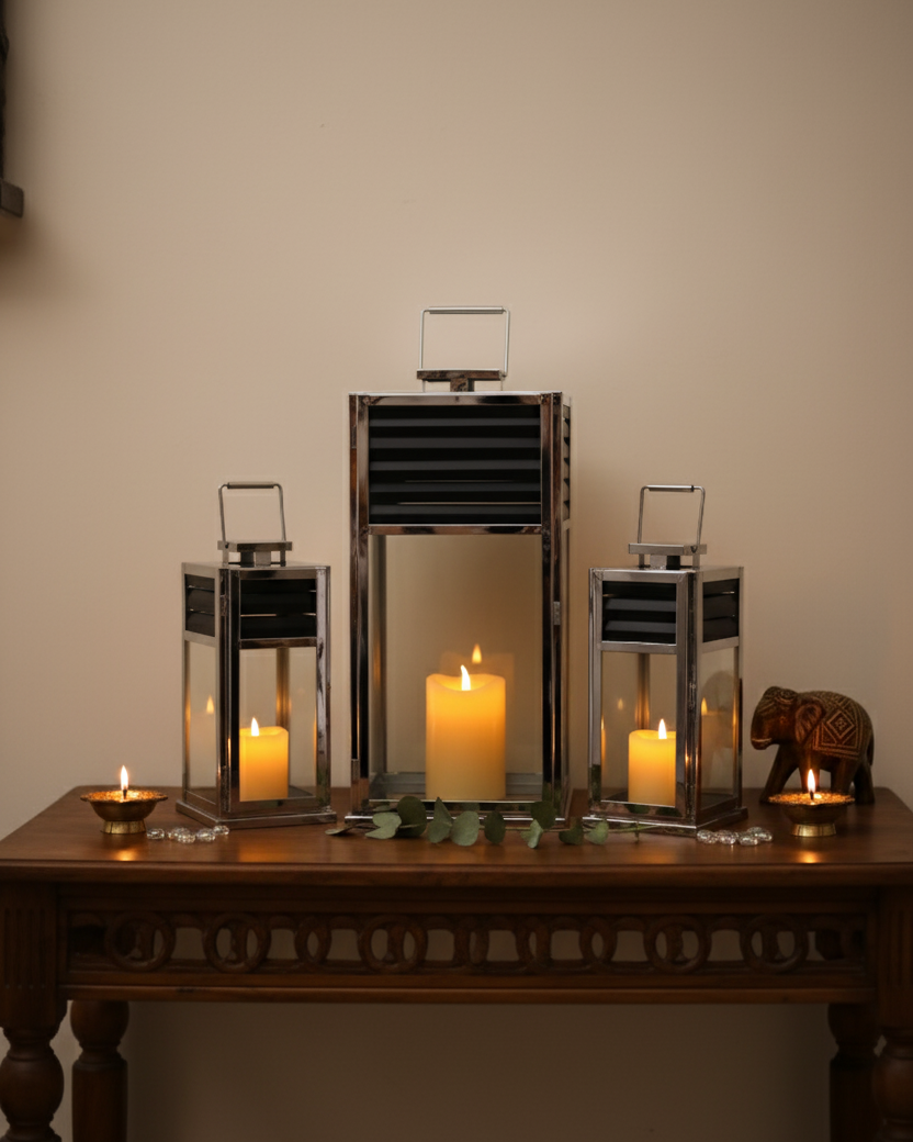 Striped Charm Modern Candle Lantern 