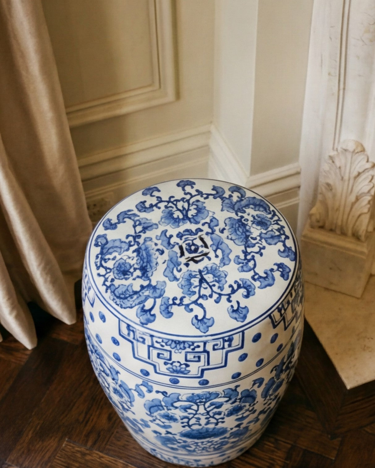 Imperial Blue Medallion Garden Stool 