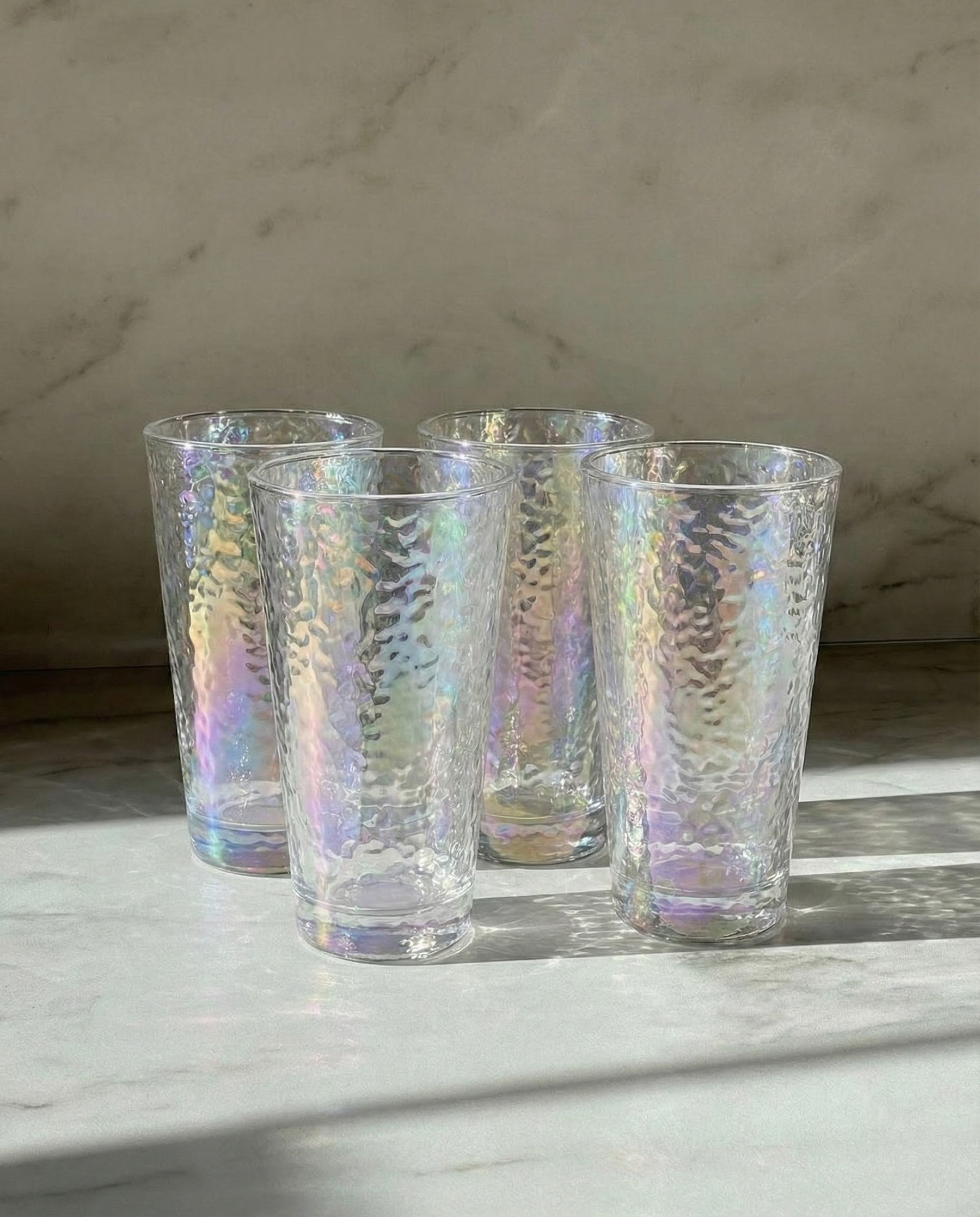 Hammered Texture Glass Tumbler - Set Of 4 