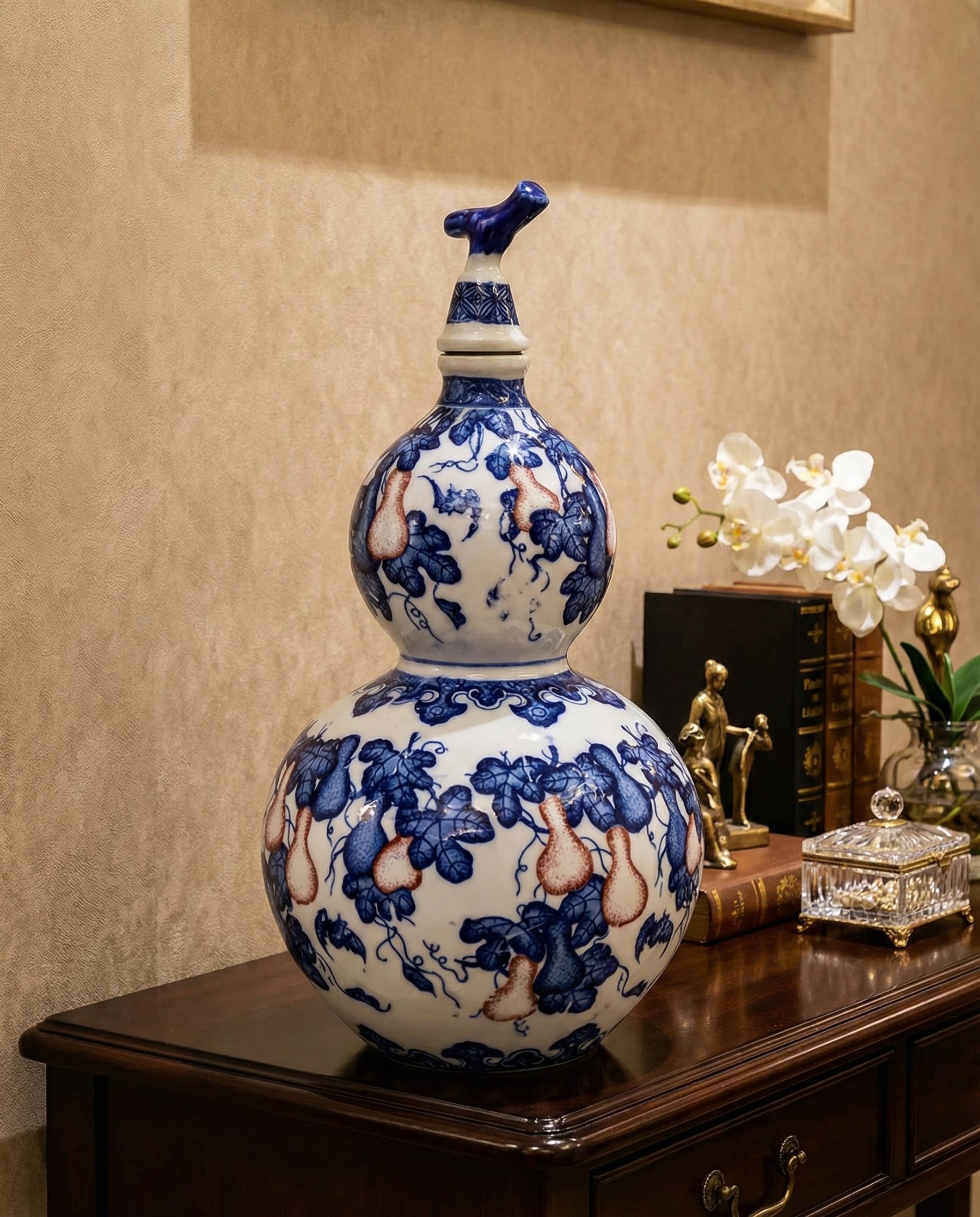 Blue and White Double Gourd Vase - Large 