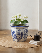 Flared Rim Floral Motif Ceramic Planter  - 30 cm 
