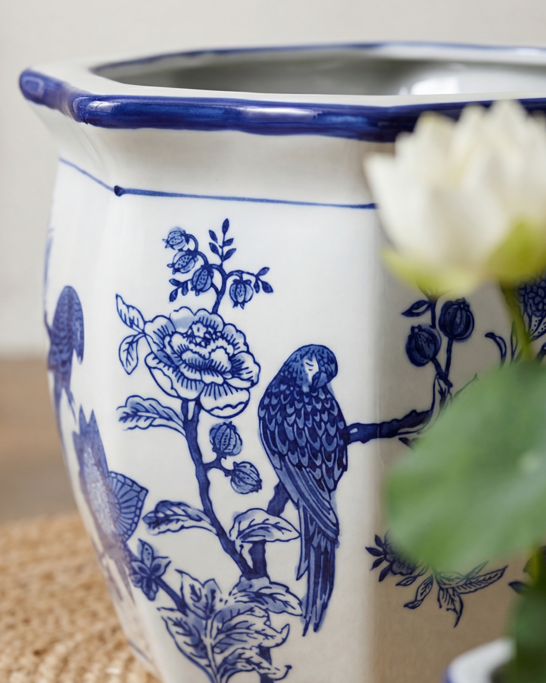 Flared Rim Floral Motif Ceramic Planter  - 30 cm 