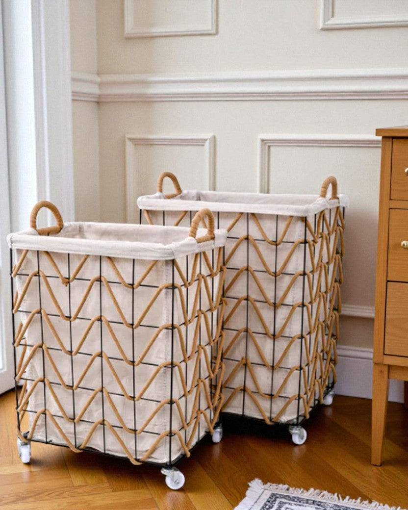 Boho Rope Weave Laundry Basket - Set Of 2 