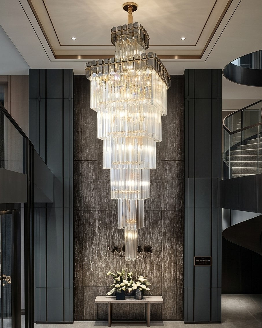Royal Crystal Tower Double Height Chandelier 