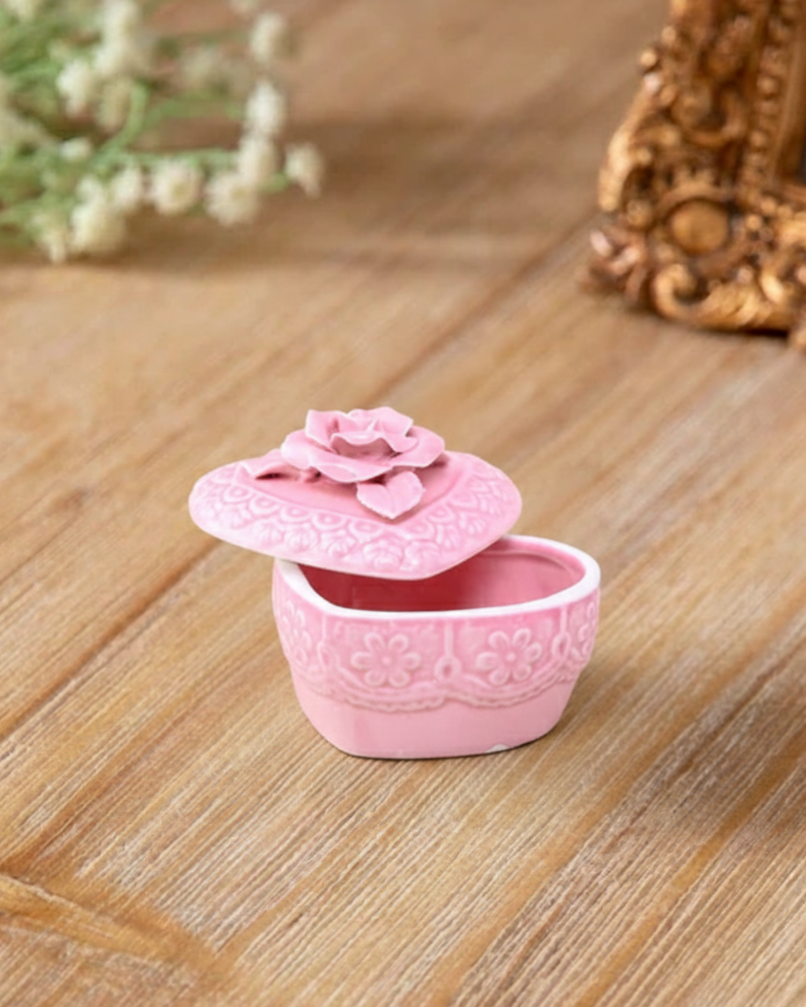 Blush Pink Heart Trinket Box 