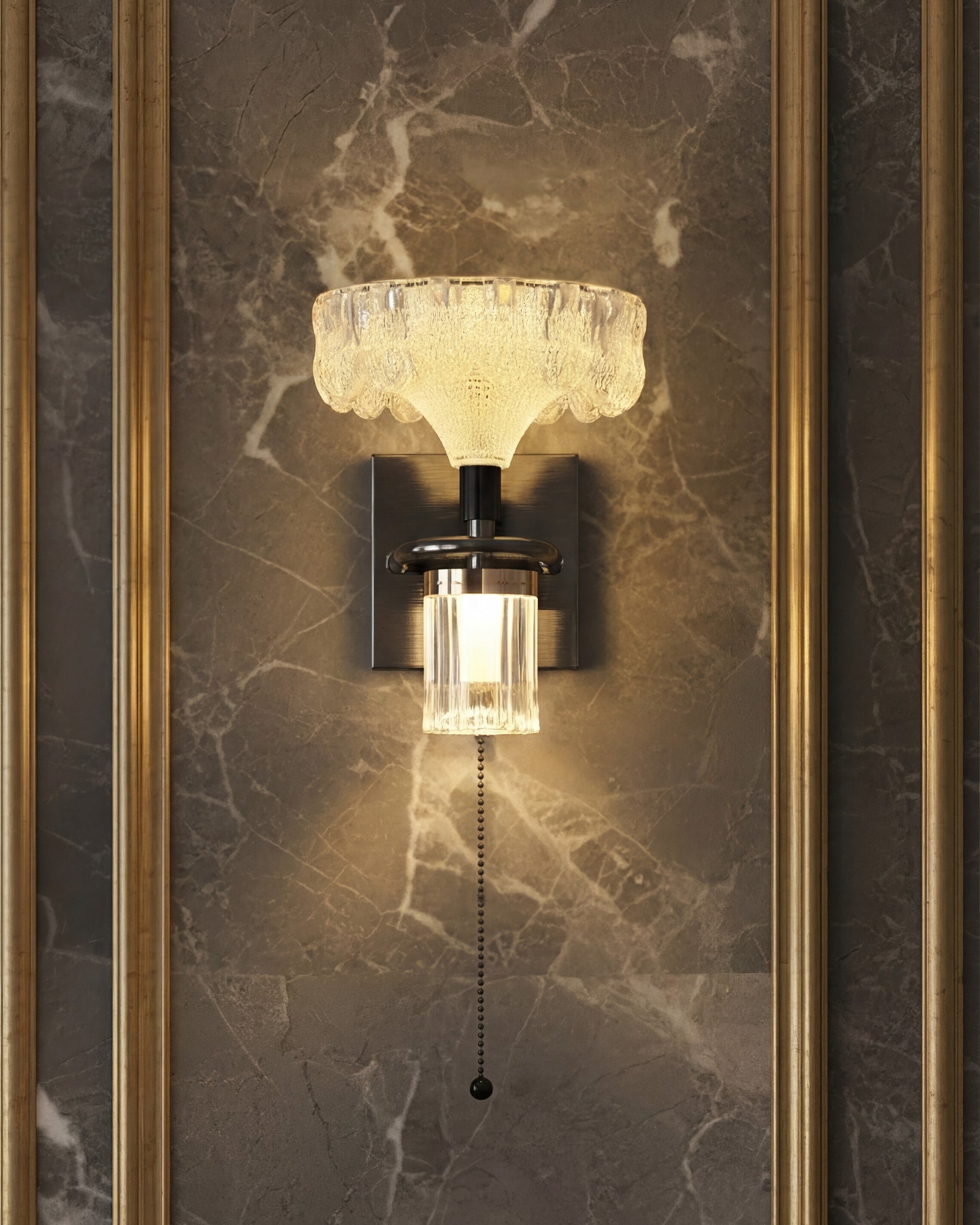 Modern Crystal Wall Light with Pull Chain 