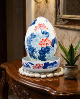 Lotus Leaf Serenity Ceramic Fountain Lamp 