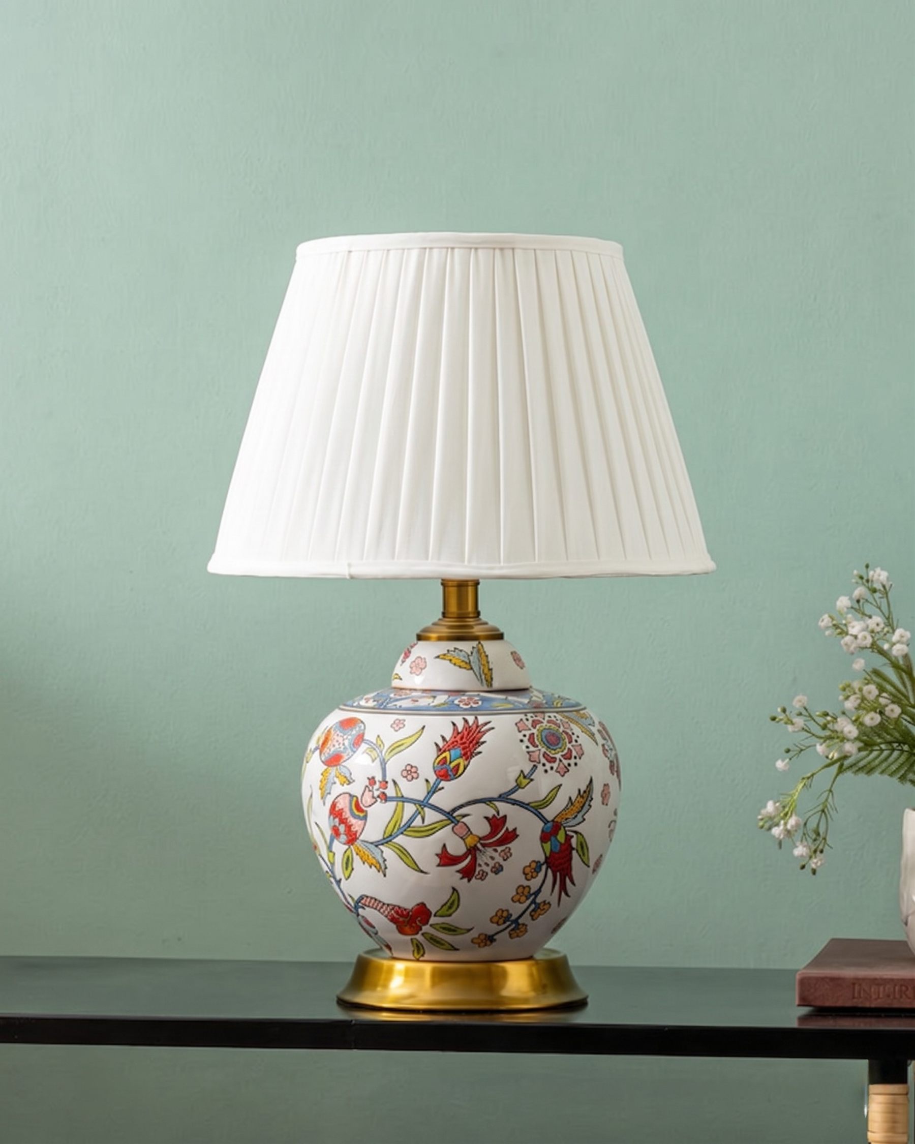 Floral Radiance Ceramic Table Lamp 