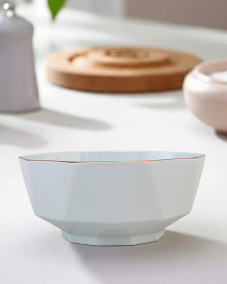 Diamond Cut Golden Edge Serving Bowl - Green 