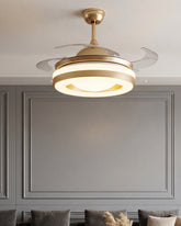 Aura Ring LED Retractable Ceiling Fan + Chandelier Light (with Remote Control) 