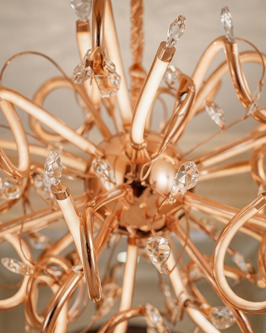 Elegant Twisted Loop Chandelier - Rose Gold 
