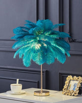 Ostrich Feather Table Lamp - Blue