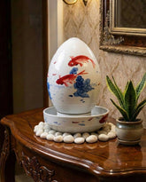 Koi Fish Serenity Ceramic Fountain Lamp 