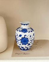 Blue & White Peony Blossom Mini Vase 