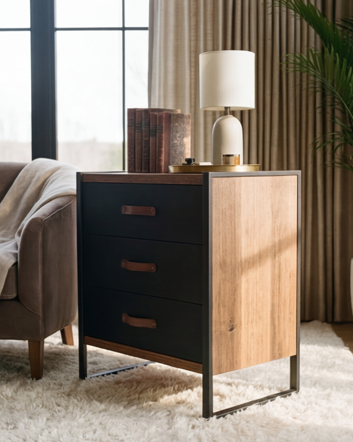 Midnight Frame 3-Drawer Bedside Cabinet 